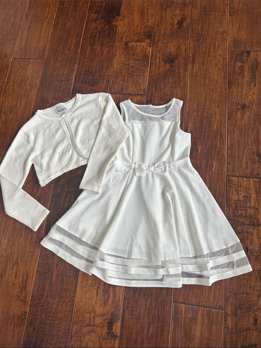 Calvin Klein White Girls' Dress with Beaded Sweater
